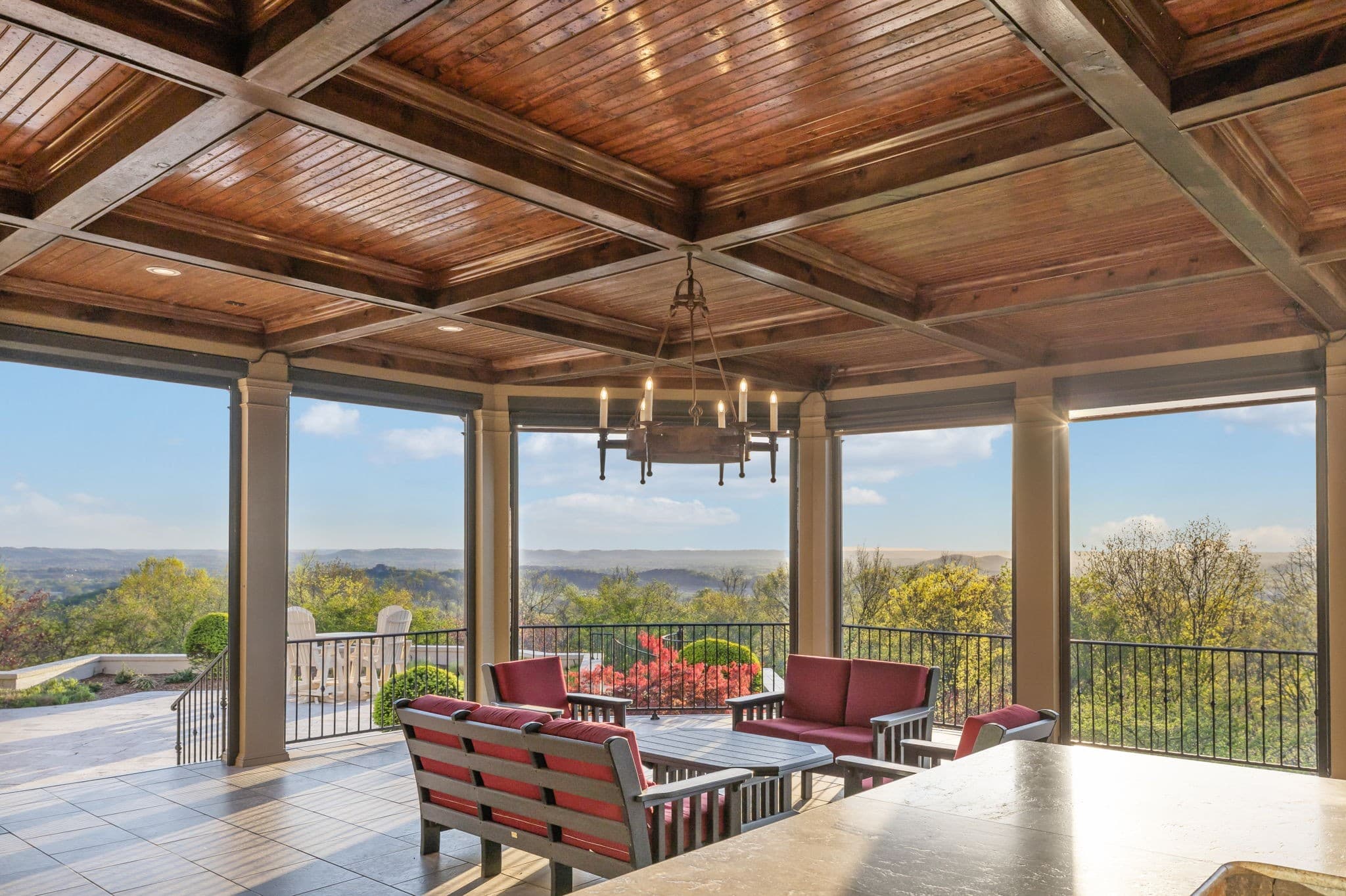 Covered porch with valley views