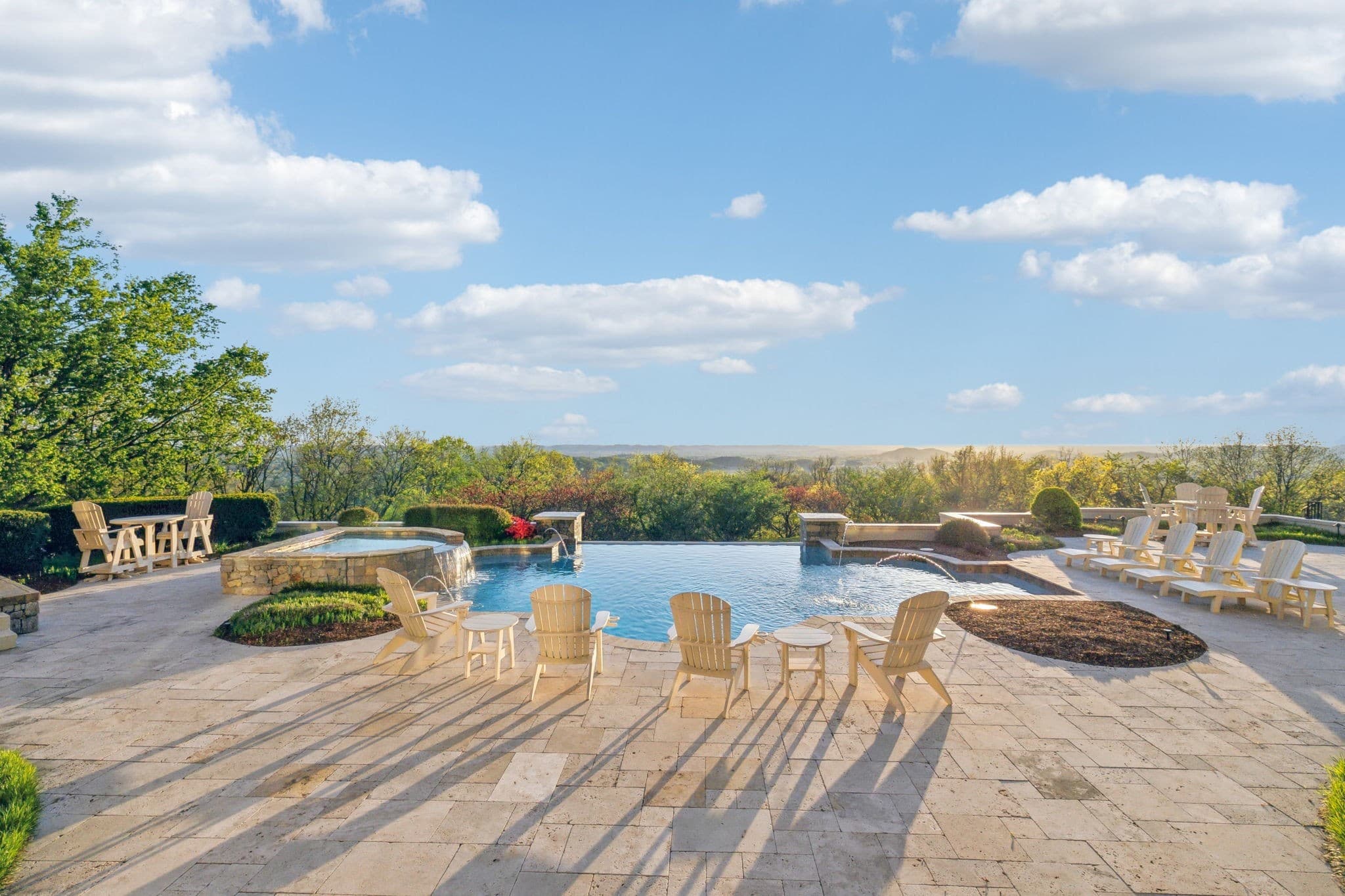 Infinity pool with rolling hills view